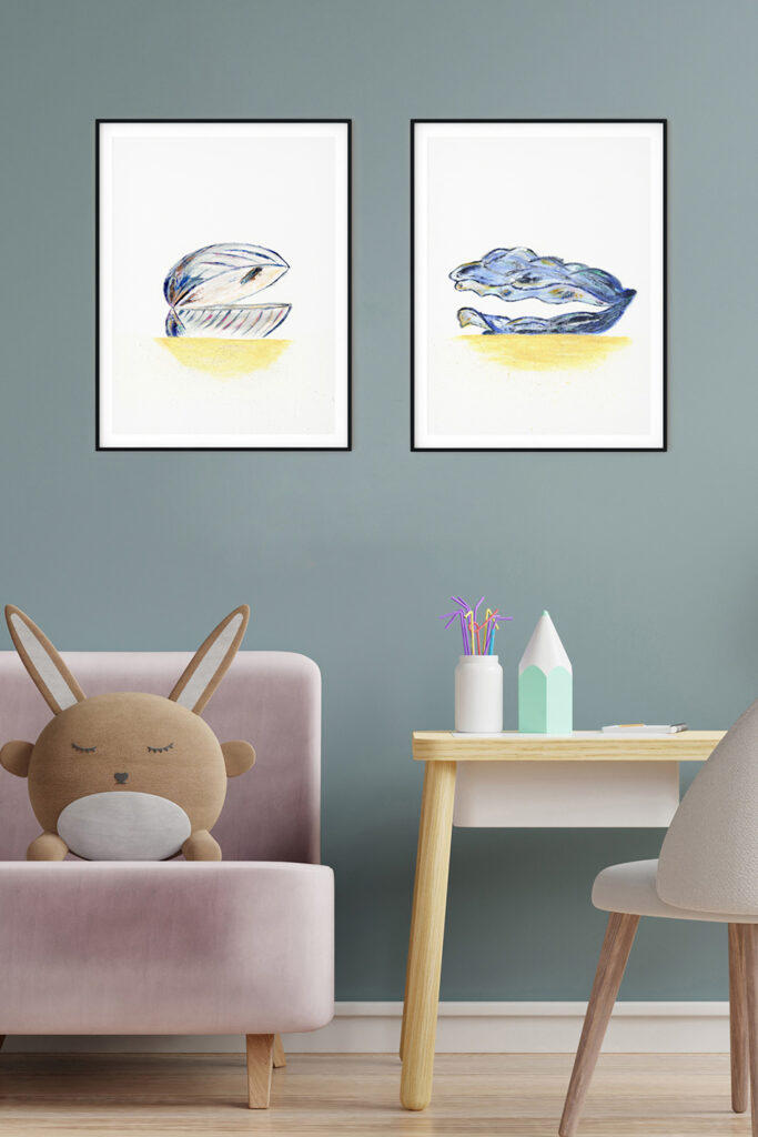 Seashells Paintings Series Nursery Dining Room Idea